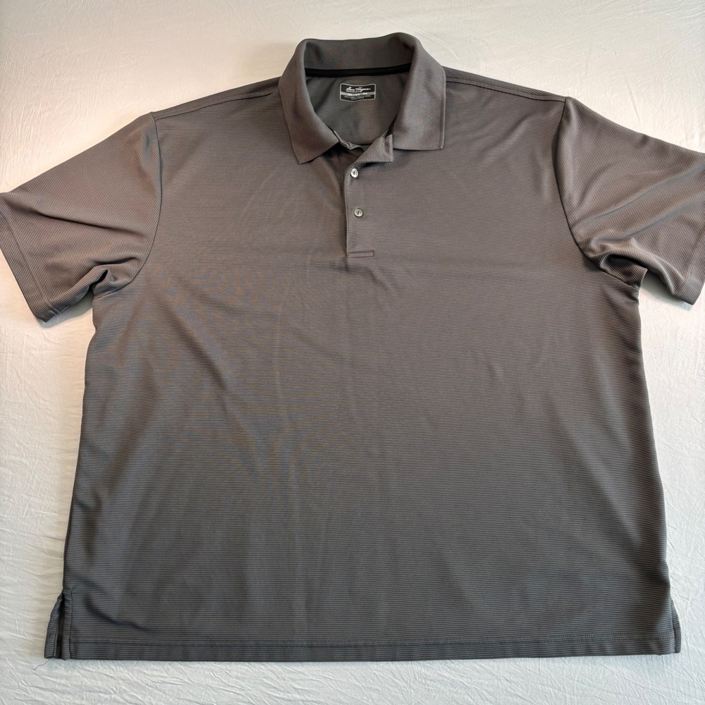 Ben Hogan Performance Mens 3XL Gray Micro Stripe Short Sleeve Golf Polo Shirt
